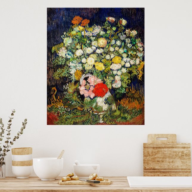 Póster Bouquet de flores en una bolsa de Vincent Van Gogh (Cocina)