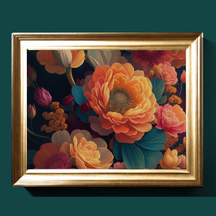Póster Bouquet de flores pintadas Negrita 4:3
