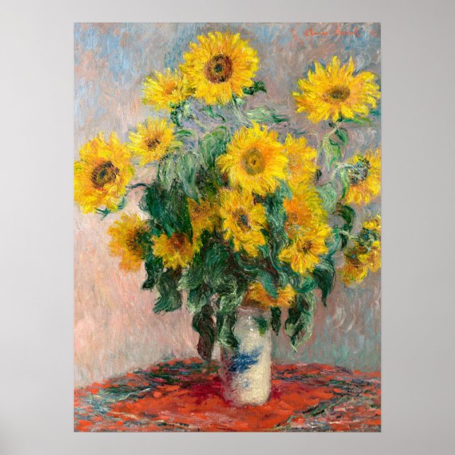 Póster Bouquet de girasoles por Monet Impresionist (Frente)