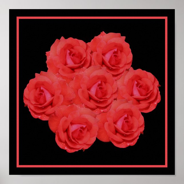 Póster Bouquet de las flores rojas (Frente)