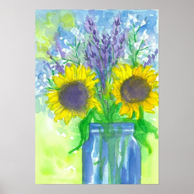 Póster Bouquet de lavanda de girasol (Frente)