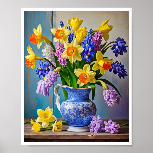Póster Bouquet de primavera de Daffodils Hyacinths (Frente)