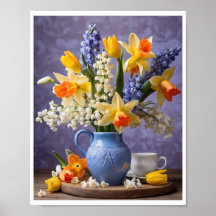 Bouquet de primavera de Daffodils Hyacinths Blue V
