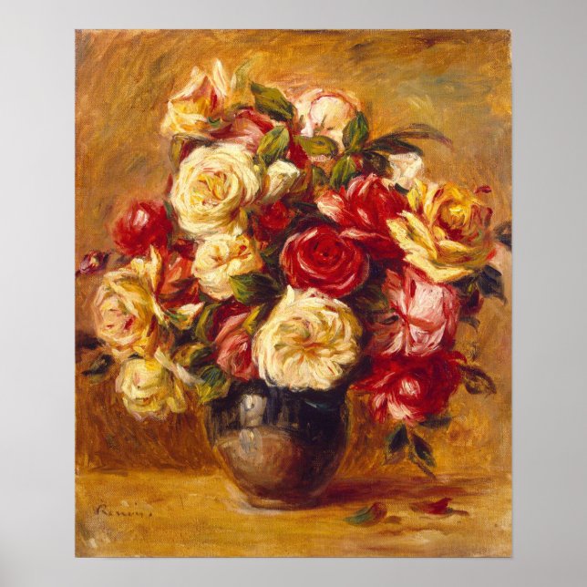 Póster Bouquet de rosas, Auguste Renoir (Frente)