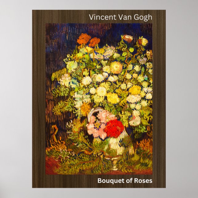 Póster Bouquet de Rosas-Vincent Van Gogh (Frente)