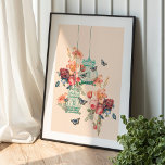 Póster Bouquet Floral Vintage Y Aves Vintage<br><div class="desc">En un mundo de delicada belleza,  este diseño digital de arte mural es perfecto para abrazar la belleza de la naturaleza. Deja que tu pared florezca y eleve tu decoración.</div>