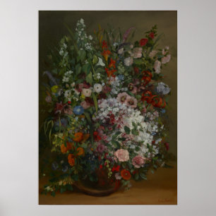 Póster Bouquet Flowers in a Vase por Gustave Courbet