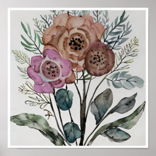 Póster Bouquet minimalista de flores
