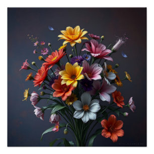 Póster bouquet of colorful flowers