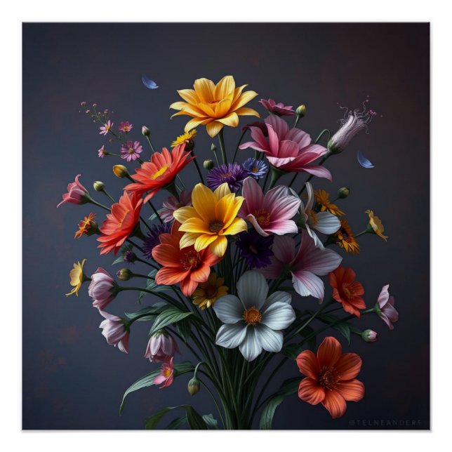 Póster bouquet of colorful flowers (Anverso)