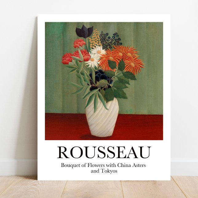 Póster Bouquet of Flowers by Henri Rousseau (Bold & Beautiful: Rousseau's "Bouquet of Flowers." Vibrant art poster)