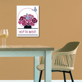 Póster Bouquet Y Mariposas Rosadas Disfrutan Del Momento.