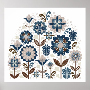 Póster Bouquets multicolores: mano dibujada