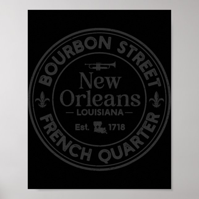Póster Bourbon Street French Quarter Est 1718 New Orleans (Frente)