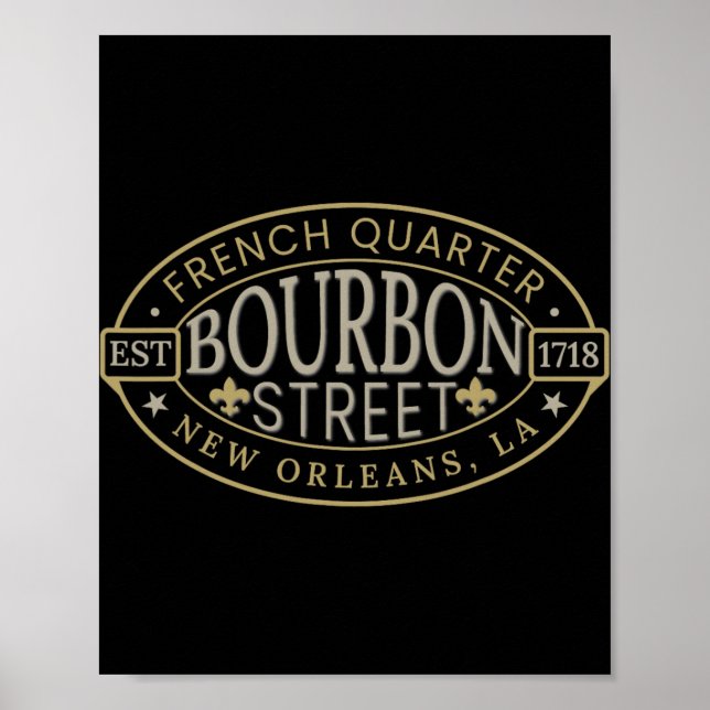 Póster Bourbon Street New Orleans French Quarter Louisian (Frente)