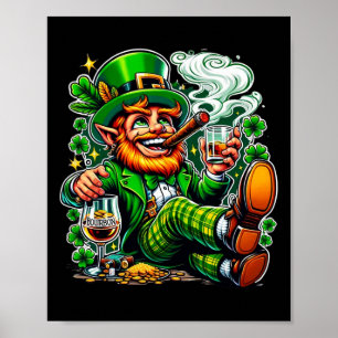 Póster Bourbon y cigarros del día de San Patricio del due