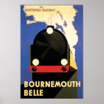 Póster Bournemouth Belle Art Deco<br><div class="desc">Un diseño clásico art déco poster de la época. El Bournemouth Belle fue administrado por el Ferrocarril del Sur a partir de 1931. Una reproducción restaurada.</div>