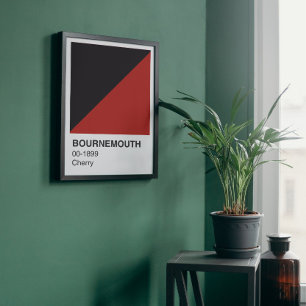 Póster Bournemouth Cherry Red and Black - Borde blanco