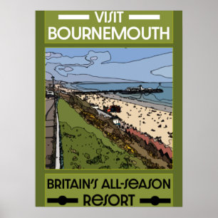 Póster Bournemouth Vintage Retro Mar