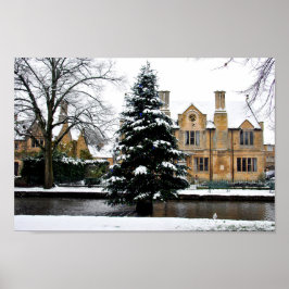 Póster Bourton en los Cotswolds de los árboles de Navidad