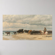 Bovino a orillas del mar (por Eugène Burnand)