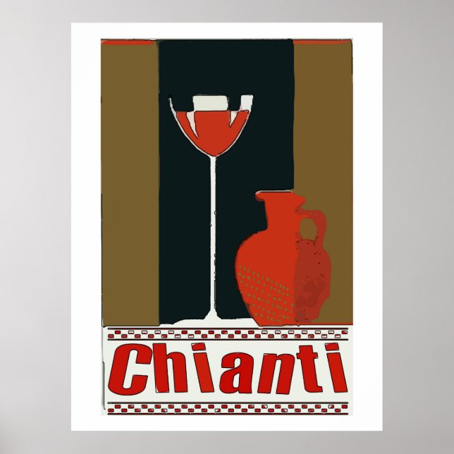 Póster Bovino Chianti y frasco rojo (Frente)