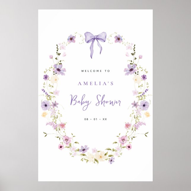 Póster Bow Baby Shower Download Welcome Sign Poster (Frente)