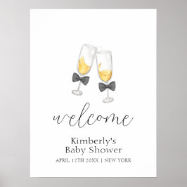 Póster Bow Champagne Sip & See Baby Shower Welcome