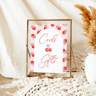 Póster Bow Cherry Baby Girl Tarjetas de ducha y Rótulo de