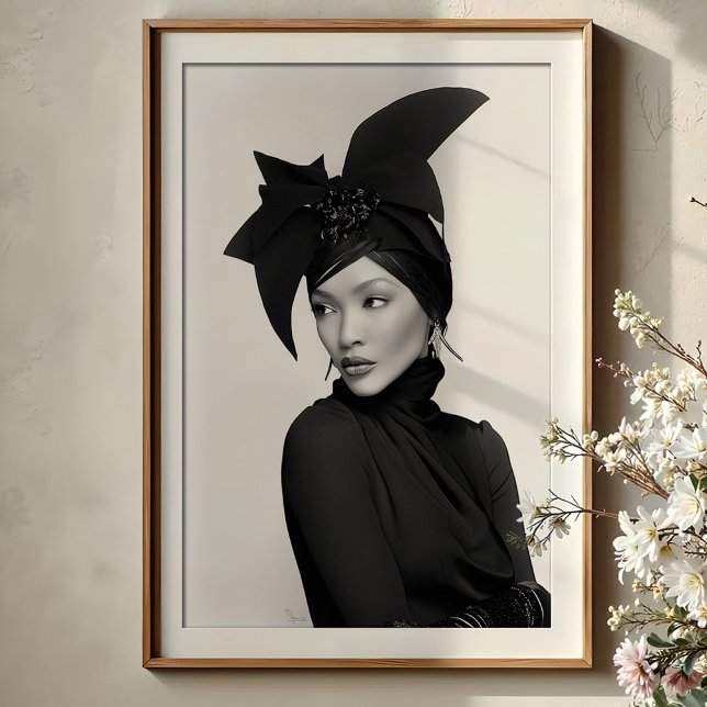 Póster Bow escultural: Moda vanguardista monocromática (Subido por el creador)