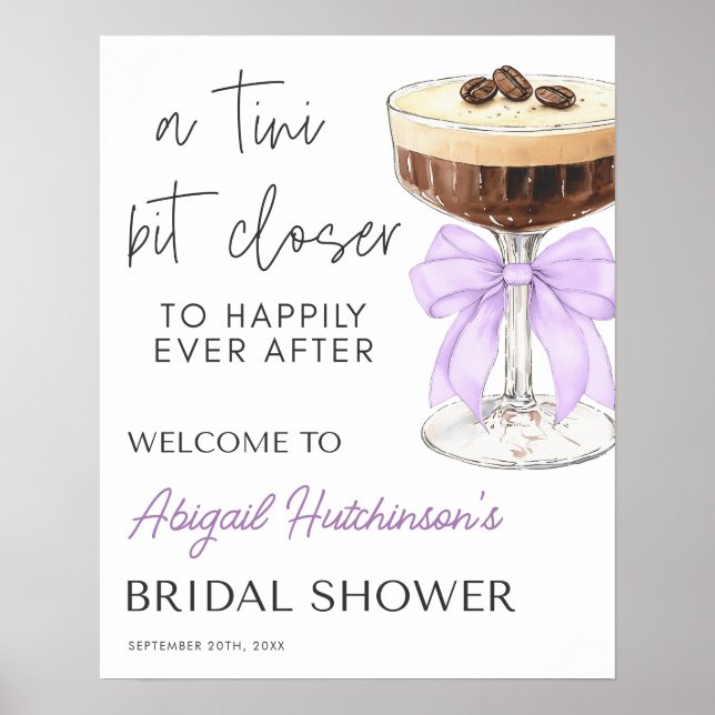 Póster Bow Espresso Martini Bridal Shower - 16x20 (Frente)