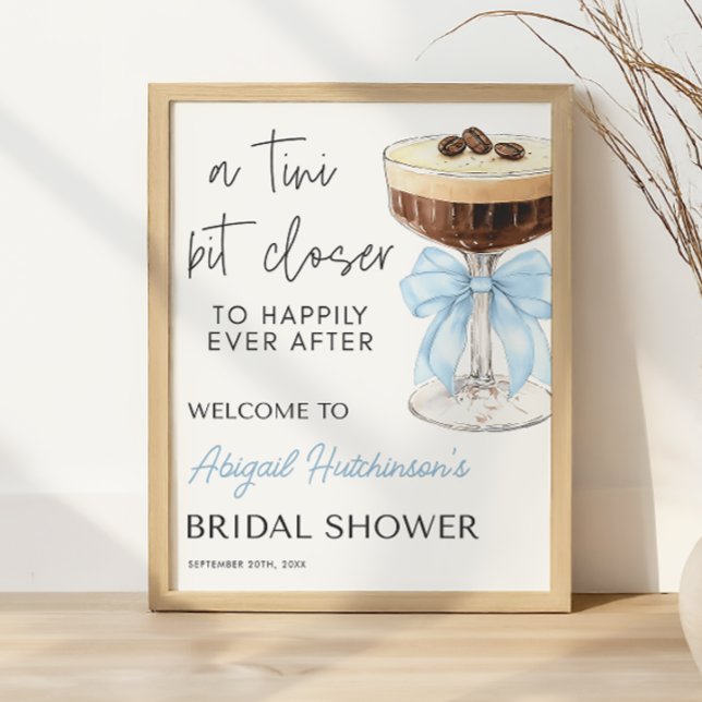 Póster Bow Espresso Martini Bridal Shower - 16x20 (Blue Bow Espresso Martini Bridal Shower - 16x20 Poster)