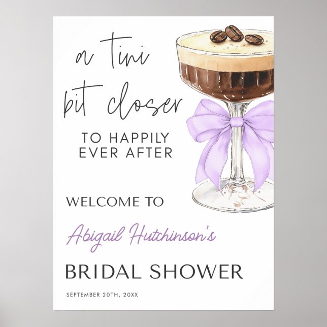 Póster Bow Espresso Martini Bridal Shower - 18x24 (Frente)
