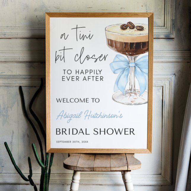 Póster Bow Espresso Martini Bridal Shower - 18x24 (Blue Bow Espresso Martini Bridal Shower - 18x24 Poster)