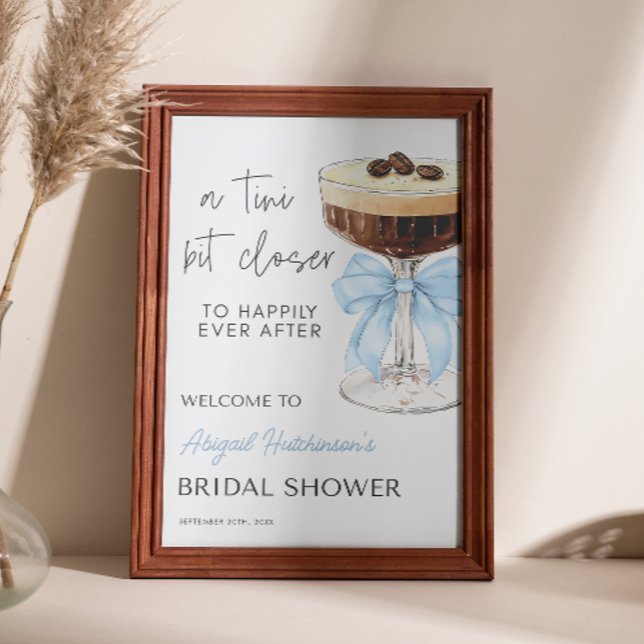 Póster Bow Espresso Martini Bridal Shower - 24x36 (Blue Bow Espresso Martini Bridal Shower - 24x36 Poster)