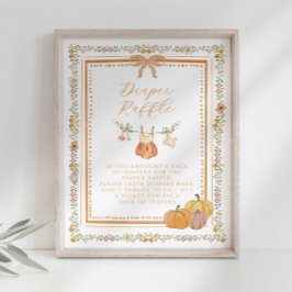 Póster Bow Fall in Love Baby Shower Diaper Raffle Sign