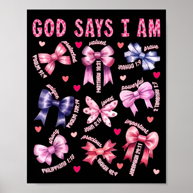 Póster Bow God Say I Am Christian Girl Teen Women Bible V (Frente)