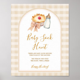 Póster Bow Little Cutie Pie Pastel Gingham Baby Sock Hunt