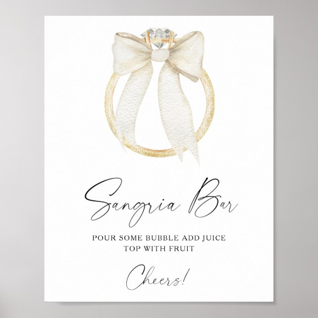 Póster Bow & Ring Bridal ducha sangria bar (Frente)