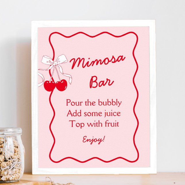 Póster Bow Rojo y Rosa Ducha de novia Mimosa Bar (Subido por el creador)