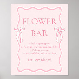 Póster Bow rosa atando el nudo Bridal Shower Flower Bar