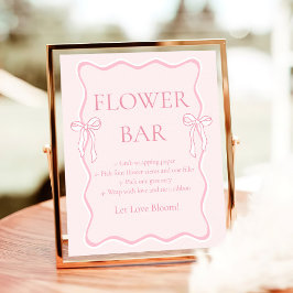 Póster Bow rosa atando el nudo Bridal Shower Flower Bar
