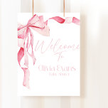 Póster Bow rosa Baby Shower, Baby Shower, es un Chica,<br><div class="desc">Baby Shower de color rosa,  Baby Shower,  es un Chica,  Baby Shower Minimalista,  Baby Shower rosado,  Bow,  Ribbon,  Watercolor Bow,  Editable,  Digital</div>