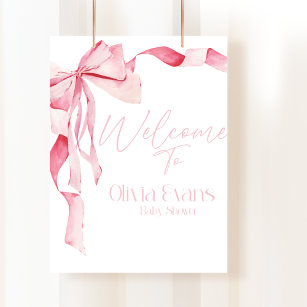 Póster Bow rosa Baby Shower, Baby Shower, es un Chica,