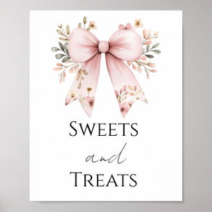 Póster Bow rosa Baby Shower Sweets and Tratos Fiesta Rótu