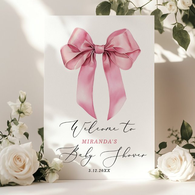 Póster Bow rosa es una ducha de bebé chica Bienvenidos (Subido por el creador)