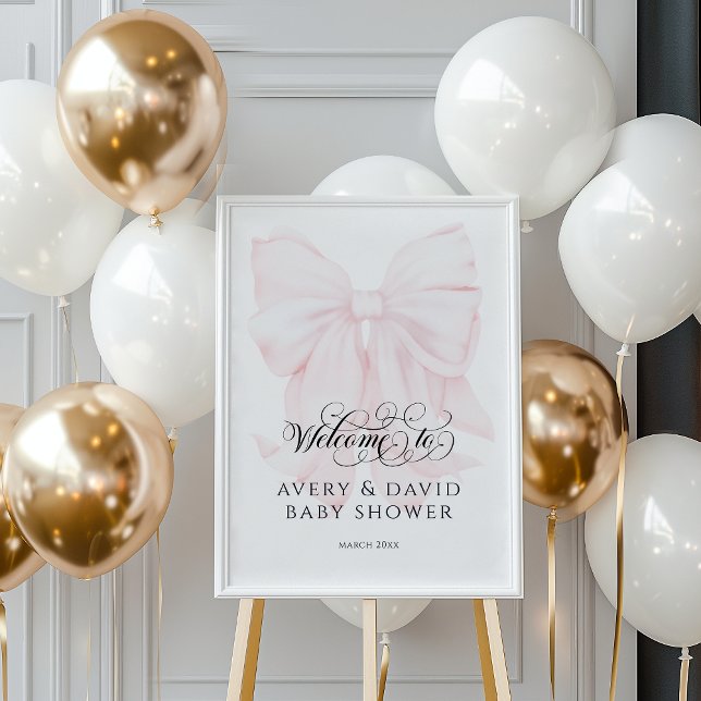 Póster Bow Rosa Moderno Elegante Bebé Chica Ducha (Subido por el creador)