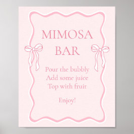 Póster Bow rosado atando el Knot Bridal Shower Mimosa Bar