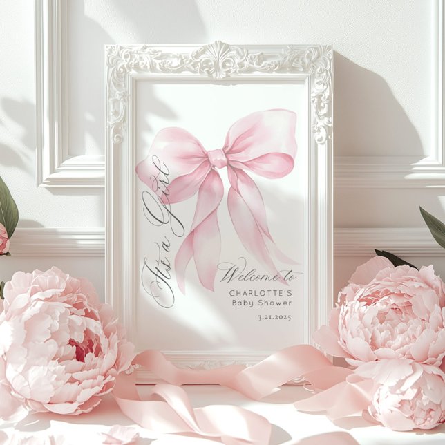 Póster Bow rosado Es una ducha de bebé chica Bienvenida (Subido por el creador)