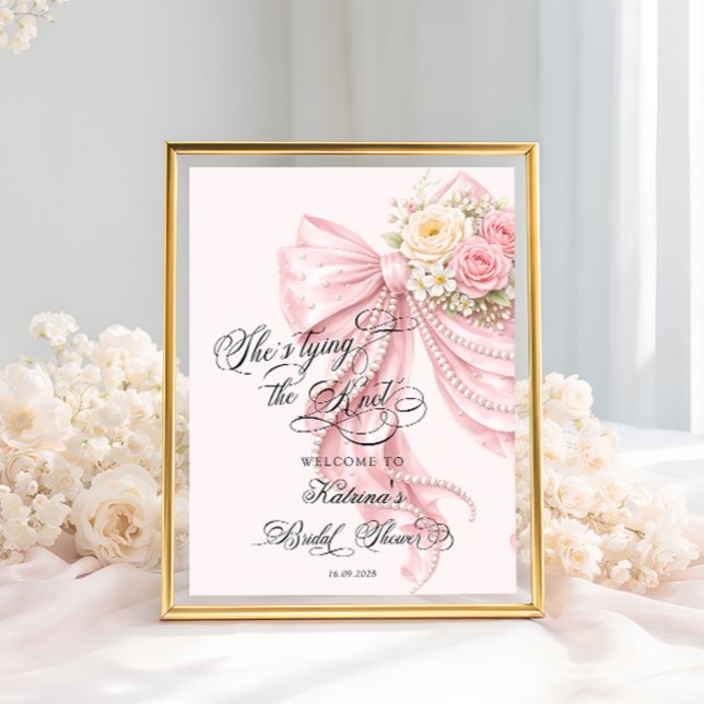 Póster Bow She's Tying the Knot Bridal Shower Welcome (Subido por el creador)